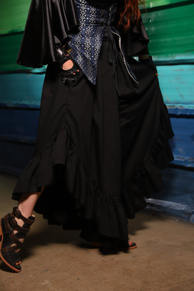 Flutterfall Trousers in Black Solid Cotton Broadcloth- FriYAY Restock!