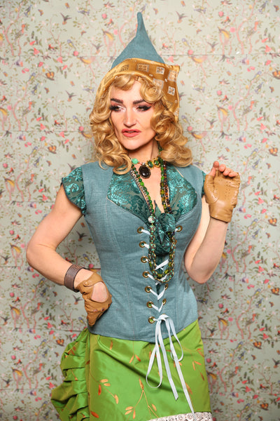 30. Damsel Corset in Ocean Blue Upholstery - March of the Ides Collection