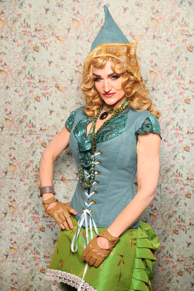 30. Damsel Corset in Ocean Blue Upholstery - March of the Ides Collection