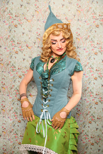 30. Damsel Corset in Ocean Blue Upholstery - March of the Ides Collection