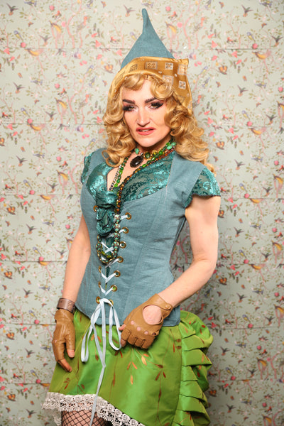 30. Damsel Corset in Ocean Blue Upholstery - March of the Ides Collection