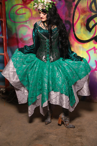 Fairy Skirt in Bright Green Lace - The Monet-Punk Collection