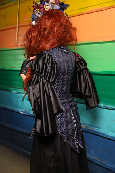Artemis Underbust Corset w/Split Tails in Blue Troubador - FriYAY Restock