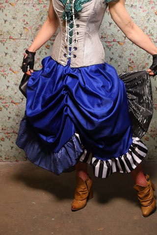 01. Ragtag Ruffle Skirt in Blue Patchwork - March of the Ides Collection