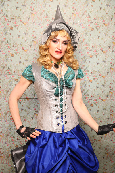 28. Damsel Corset in Silver Snake - March of the Ides Collection