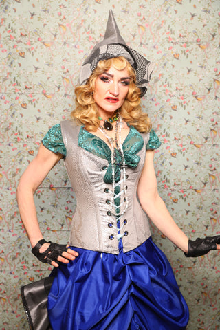 28. Damsel Corset in Silver Snake - March of the Ides Collection