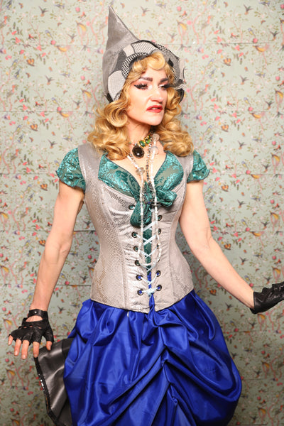 28. Damsel Corset in Silver Snake - March of the Ides Collection