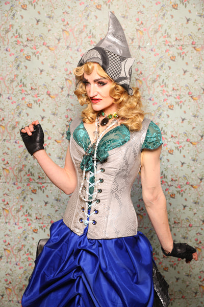28. Damsel Corset in Silver Snake - March of the Ides Collection