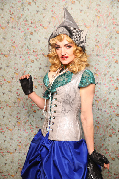 28. Damsel Corset in Silver Snake - March of the Ides Collection