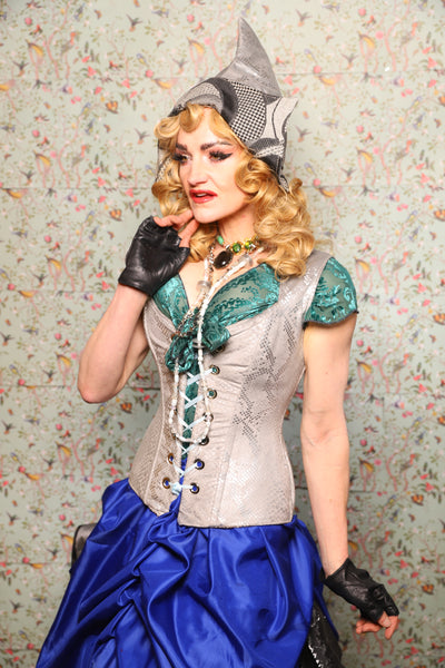 28. Damsel Corset in Silver Snake - March of the Ides Collection