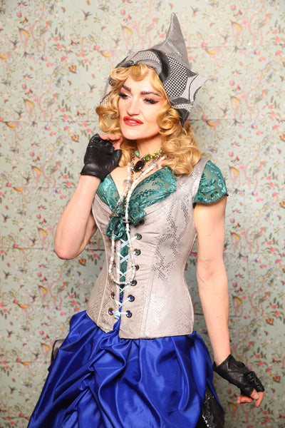 28. Damsel Corset in Silver Snake - March of the Ides Collection