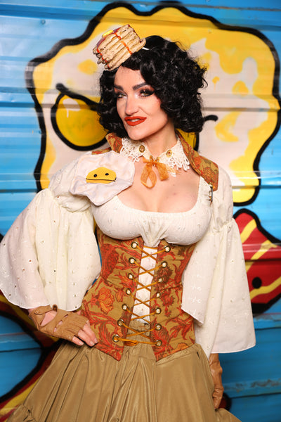 Vixen Underbust Corset in Amber Rose - "Wakey Wakey Eggs & Bakey" Collection