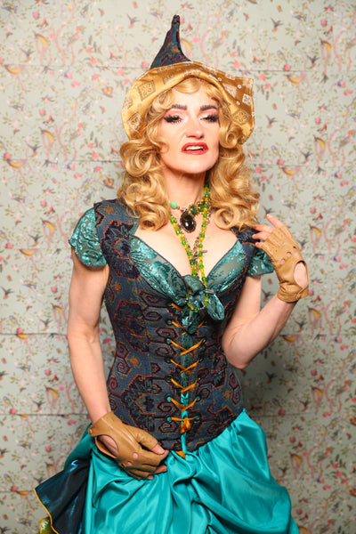 23. Damsel Corset in Geometric Peacock Upholstery - March of the Ides Collection