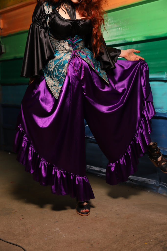 Flutterfall Trousers in Grape Stretch Satin- FriYAY Restock!