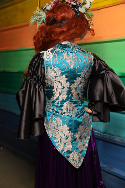 Artemis Underbust Corset in Teal Damask - FriYAY Restock