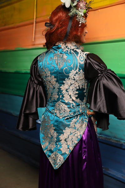 Artemis Underbust Corset in Teal Damask - FriYAY Restock