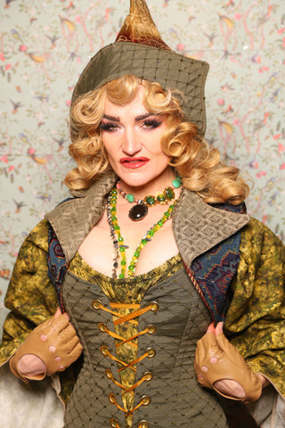 14. Cropped Lapel Vest in Geometric Peacock Upholstery - March of the Ides Collection