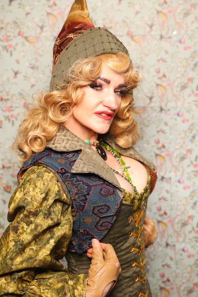 14. Cropped Lapel Vest in Geometric Peacock Upholstery - March of the Ides Collection