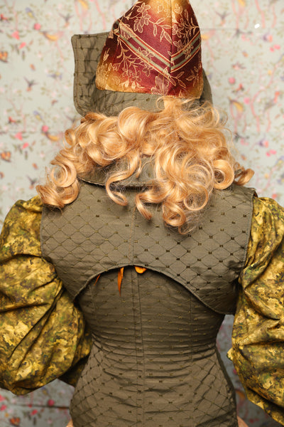 18. Cropped Vest with Pointed Collar in Sage Diamond - March of the Ides Collection