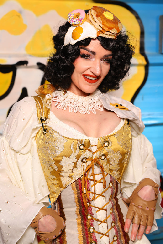 Cropped Marie Overbust in Belle Gold Damask