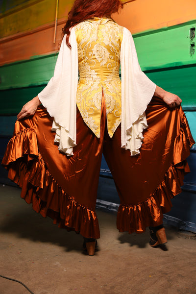 Flutterfall Trousers in Copper Stretch Satin- FriYAY Restock!