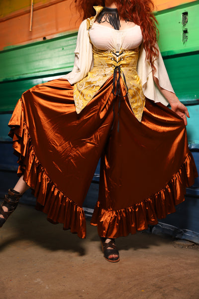 Flutterfall Trousers in Copper Stretch Satin- FriYAY Restock!