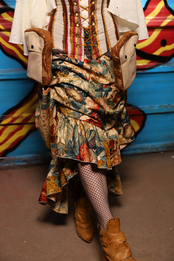 Swoon Skirt w/ruffle in Orchard Tapestry - "Wakey Wakey Eggs & Bakey" Collection