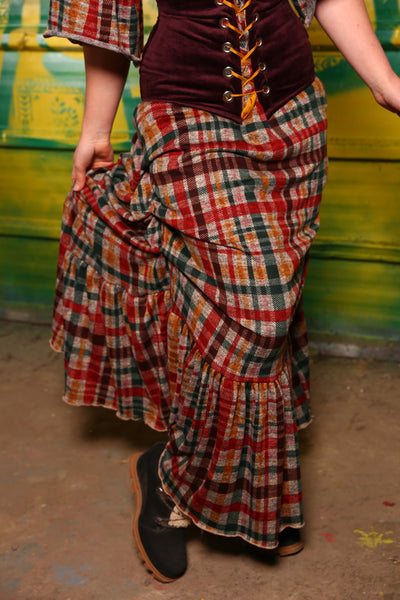 Swoon Skirt w/Long Ruffles in Pleasant Plaid Soft Sweater Knit - The Tartan and Tinsel Collection