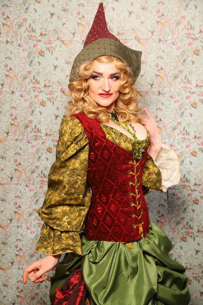 22. Damsel Corset in Crimson Diamond Upholstery - March of the Ides Collection