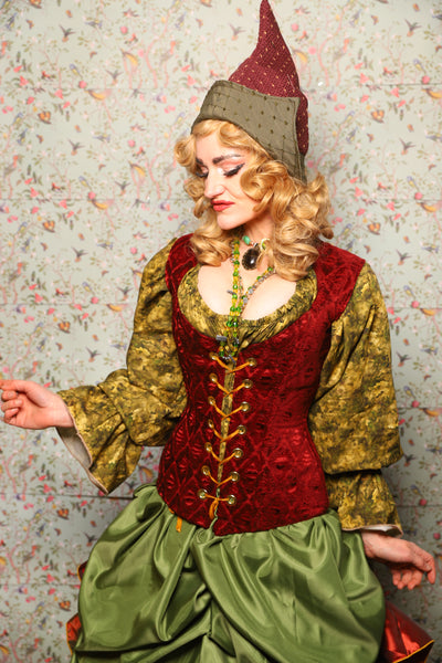 22. Damsel Corset in Crimson Diamond Upholstery - March of the Ides Collection