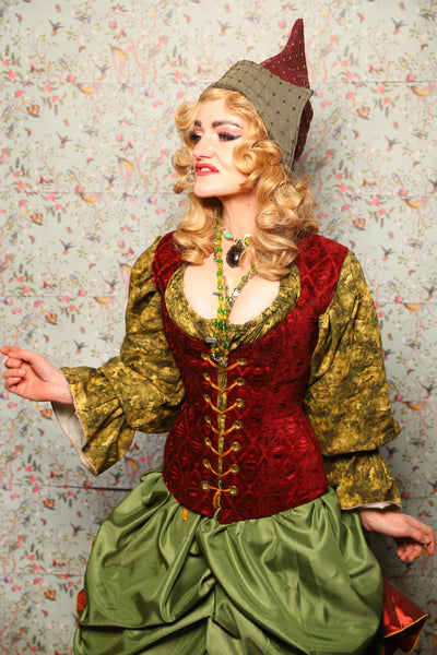 22. Damsel Corset in Crimson Diamond Upholstery - March of the Ides Collection