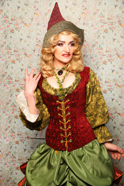 22. Damsel Corset in Crimson Diamond Upholstery - March of the Ides Collection