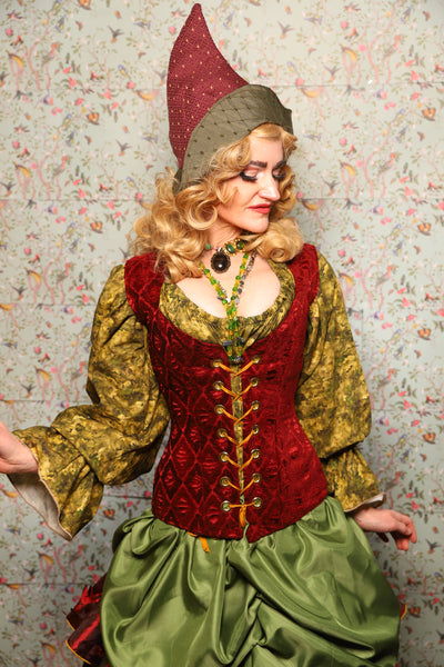 22. Damsel Corset in Crimson Diamond Upholstery - March of the Ides Collection