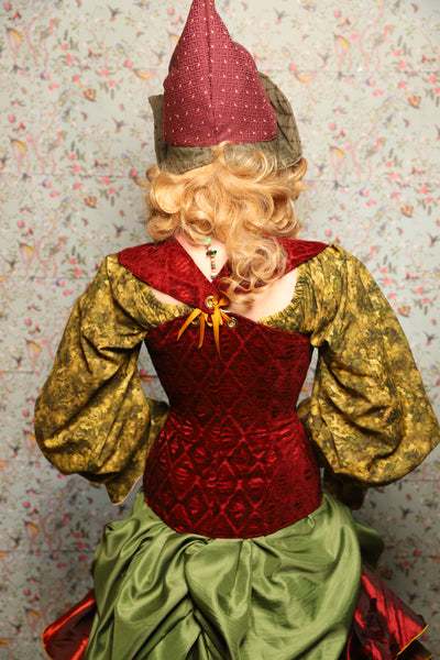 22. Damsel Corset in Crimson Diamond Upholstery - March of the Ides Collection