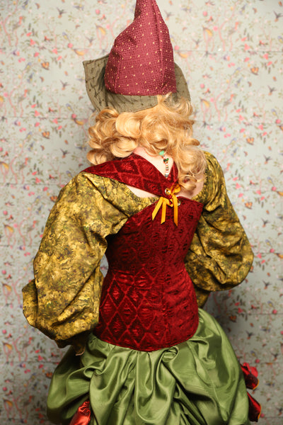 22. Damsel Corset in Crimson Diamond Upholstery - March of the Ides Collection