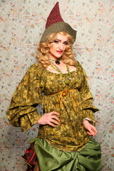 Classic Blouse w/Long Sleeves in Mossy Foliage Cotton - March of the Ides Collection
