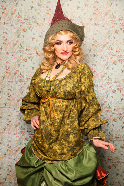 Classic Blouse w/Long Sleeves in Mossy Foliage Cotton - March of the Ides Collection