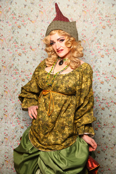 Classic Blouse w/Long Sleeves in Mossy Foliage Cotton - March of the Ides Collection