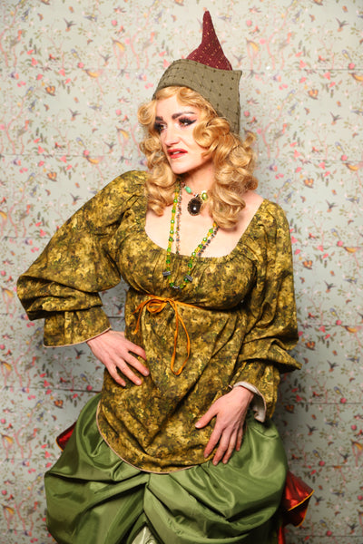 Classic Blouse w/Long Sleeves in Mossy Foliage Cotton - March of the Ides Collection