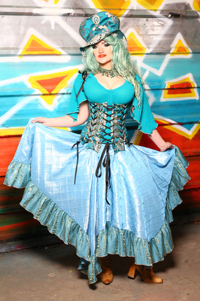 Fairy Skirt in Cinderella Blue Pintuck w/Neptune Iridescent Ruffle #18 - The "Chasing Waterfalls" Collection