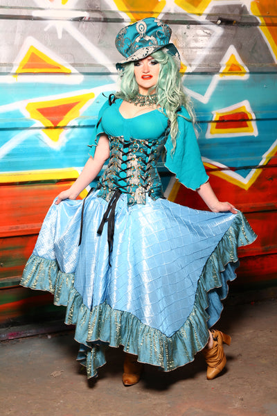 Fairy Skirt in Cinderella Blue Pintuck w/Neptune Iridescent Ruffle #18 - The "Chasing Waterfalls" Collection