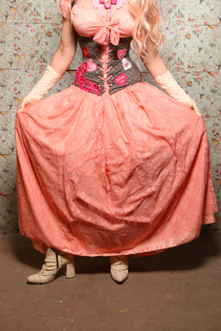 Tulip Skirt w/Blushing Lace Overlay in Peony Cream - Valentine's Day Collection