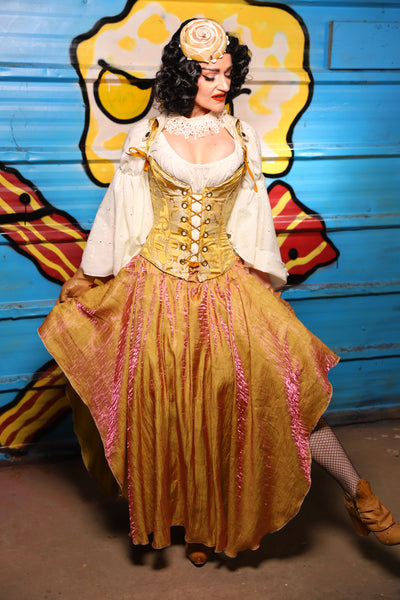 Crescent Skirt in Grapefruit Shimmer - "Wakey Wakey Eggs & Bakey" Collection
