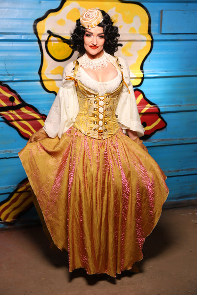 Crescent Skirt in Grapefruit Shimmer - "Wakey Wakey Eggs & Bakey" Collection