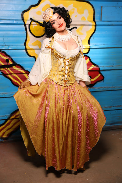 Crescent Skirt in Grapefruit Shimmer - "Wakey Wakey Eggs & Bakey" Collection