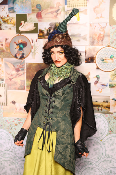 23. Petite Tailed Overbust in Forest Scroll - The Fowl Majesty Collection