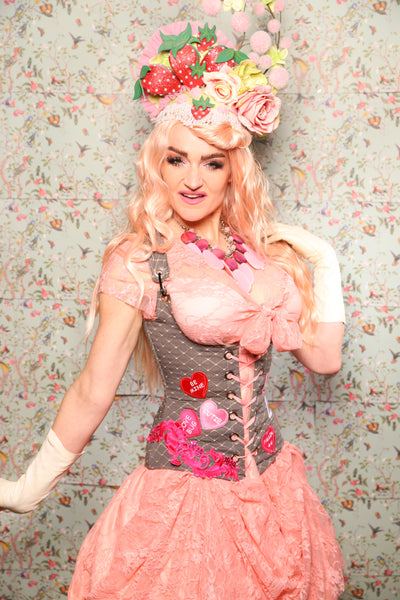 Petite Vixen in Dove Diamond Dot with Candygram Heart Patches - Valentine's Day Collection