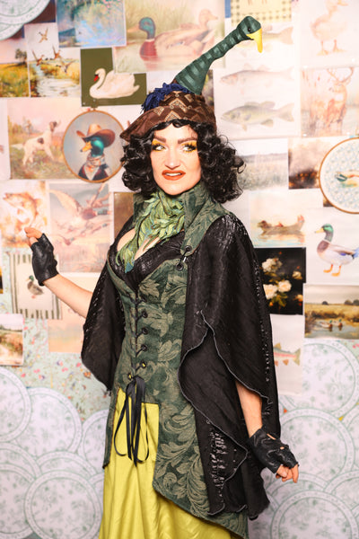 23. Petite Tailed Overbust in Forest Scroll - The Fowl Majesty Collection