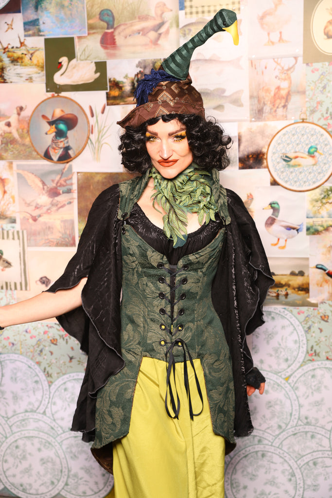 23. Petite Tailed Overbust in Forest Scroll - The Fowl Majesty Collection