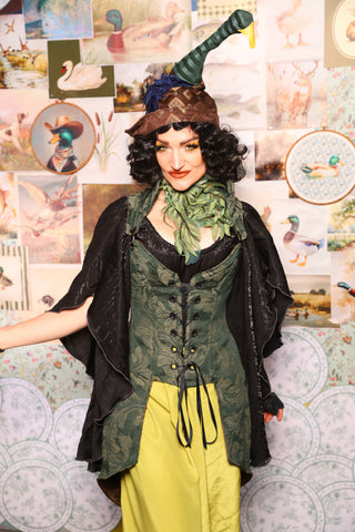 23. Petite Tailed Overbust in Forest Scroll - The Fowl Majesty Collection